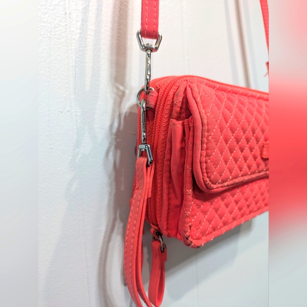 Vera Bradley RFID All In‎ One Crossbody Wallet In Bright Coral - Picture 3 of 10